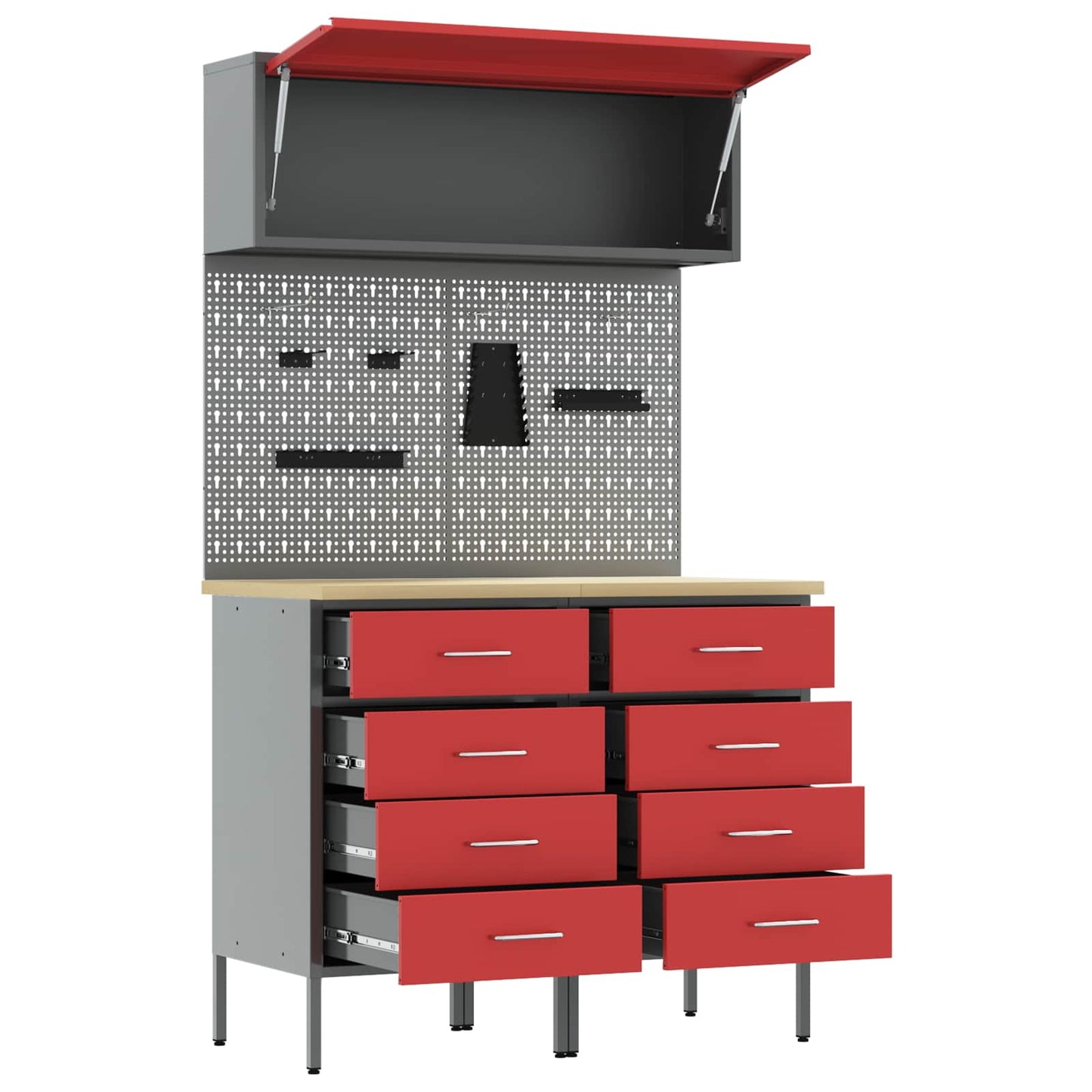 Work Cabinet Set with Drawer with Shelf with Storage 5 pcs Red
