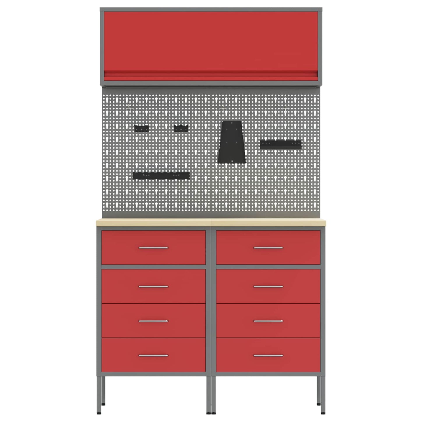 Work Cabinet Set with Drawer with Shelf with Storage 5 pcs Red