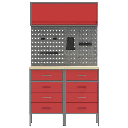 Work Cabinet Set with Drawer with Shelf with Storage 5 pcs Red