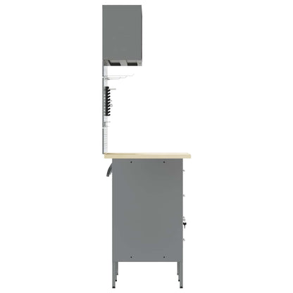 Work Cabinet Set with Drawer with Shelf Manual 5 pcs Black