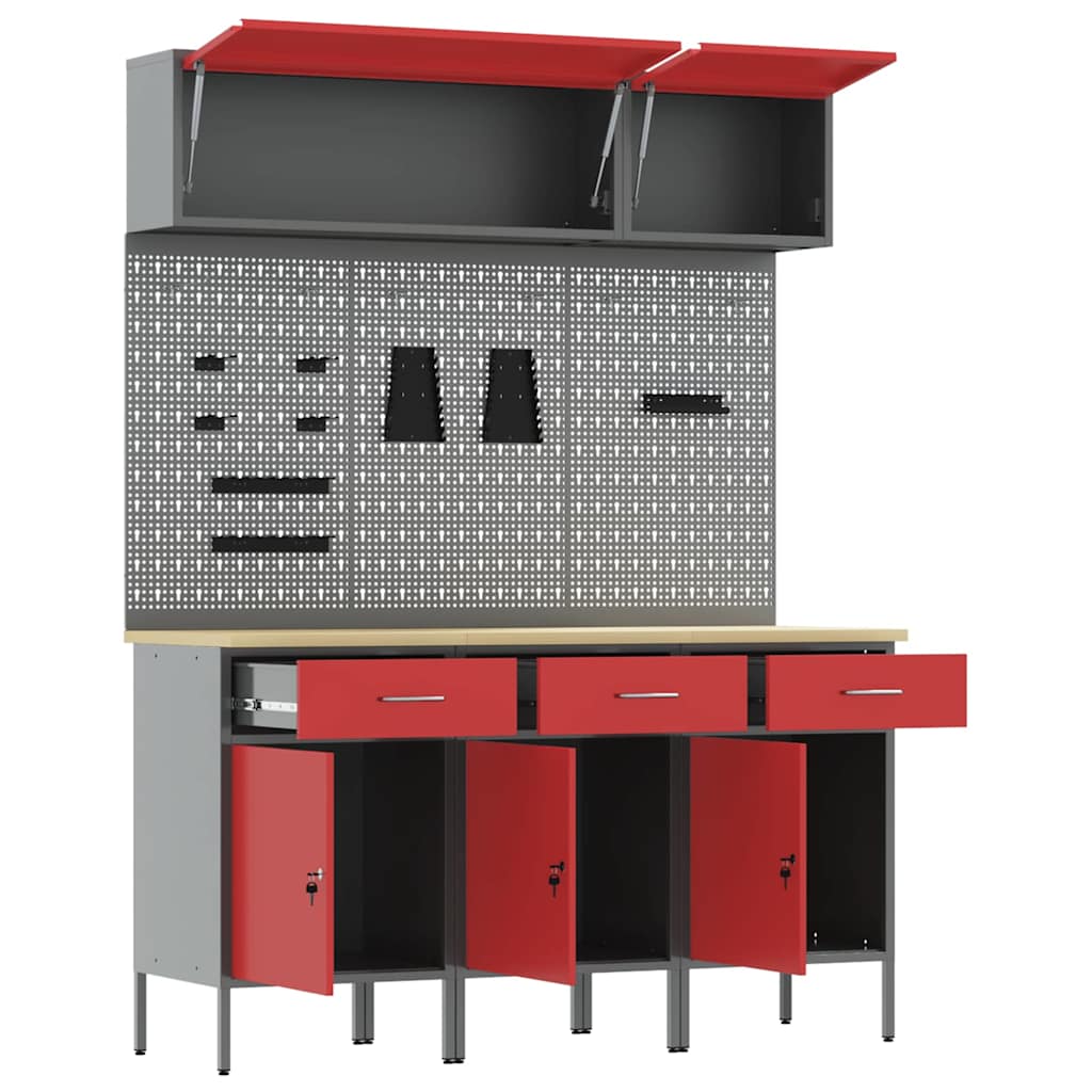 Work Cabinet Set with Drawer with Storage Manual 8 pcs Red