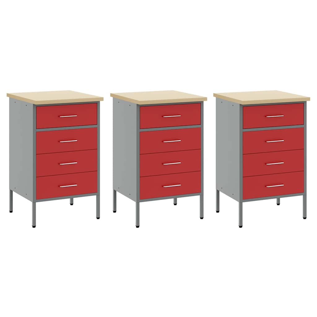 Work Cabinet Set 8 pcs Red Steel and Engineered Wood