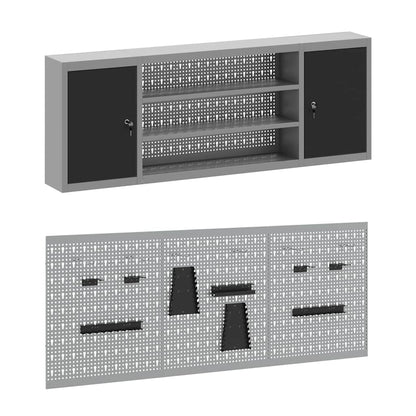Work Bench with Drawer 7 pcs Black 150 x 55 x 200 cm Steel