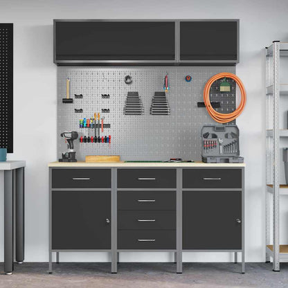 Work Cabinet Set 8 pcs Black Steel and Engineered Wood