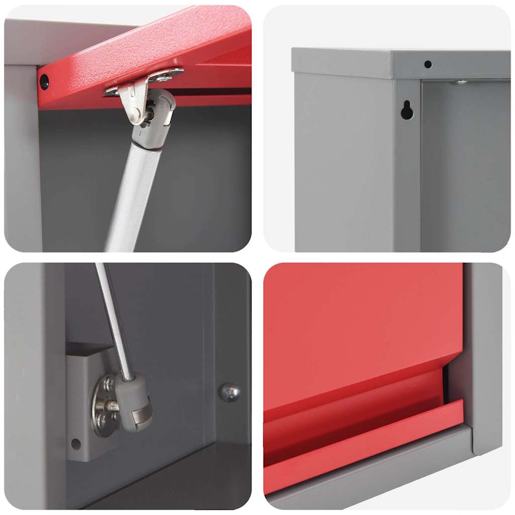 Work Cabinet Set 8 pcs Red Steel and Engineered Wood