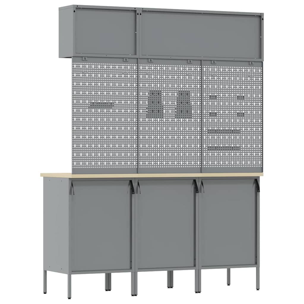 Work Cabinet Set 8 pcs Red Steel and Engineered Wood