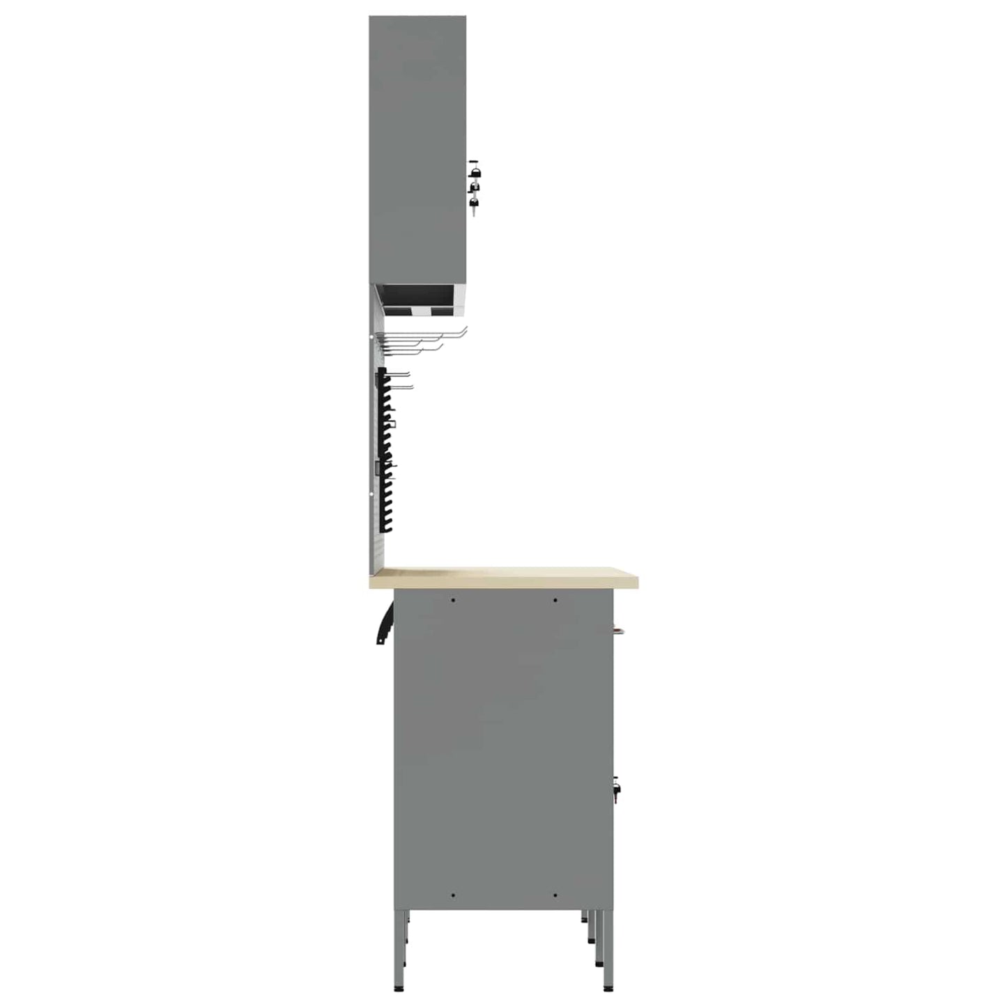Work Cabinet with Drawer 10 pcs Black Engineered Wood and Steel