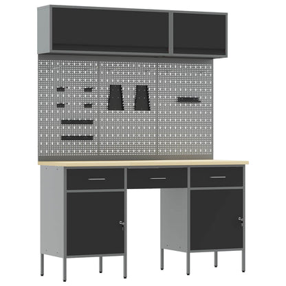 Work Cabinet Set with Drawer with Shelf Manual 8 pcs Black
