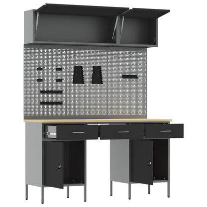Work Cabinet Set with Drawer with Shelf Manual 8 pcs Black