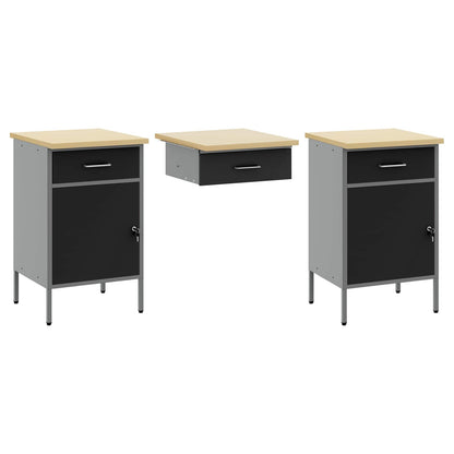 Work Cabinet Set with Drawer with Shelf Manual 8 pcs Black