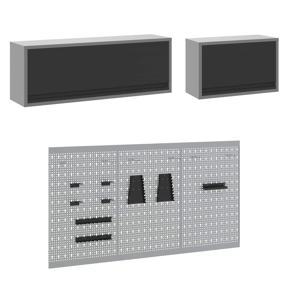 Work Cabinet Set with Drawer with Shelf Manual 8 pcs Black