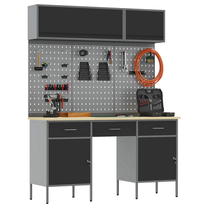 Work Cabinet Set with Drawer with Shelf Manual 8 pcs Black