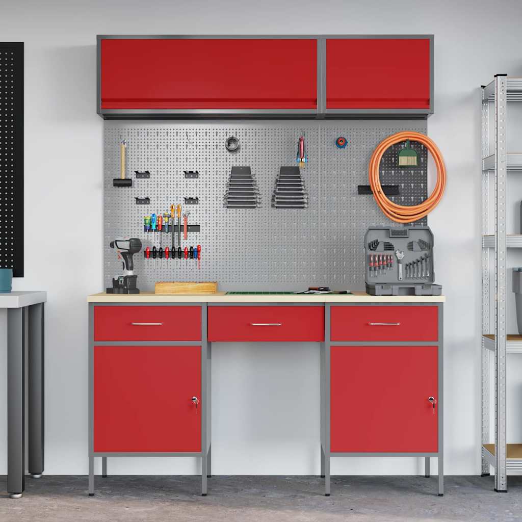 Work Cabinet Set with Drawer with Storage Manual 8 pcs Red