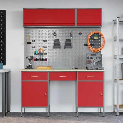 Work Cabinet Set with Drawer with Storage Manual 8 pcs Red