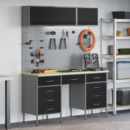 Work Cabinet Set with Drawer with Storage Manual 8 pcs Black
