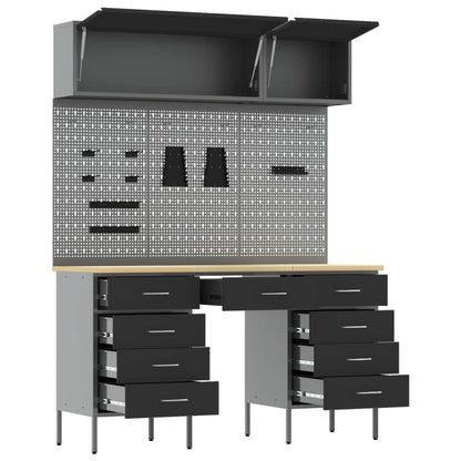 Work Cabinet Set with Drawer with Storage Manual 8 pcs Black