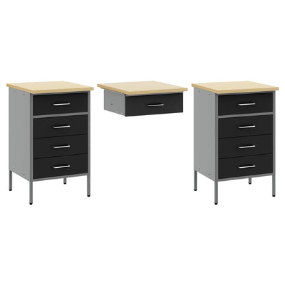 Work Cabinet Set with Drawer with Storage Manual 8 pcs Black