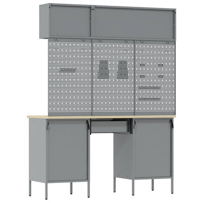 Work Cabinet Set with Drawer with Storage Manual 8 pcs Black