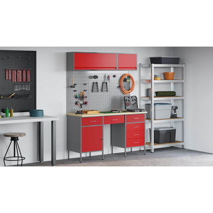 Work Cabinet Set with Drawer with Storage Manual 8 pcs Red