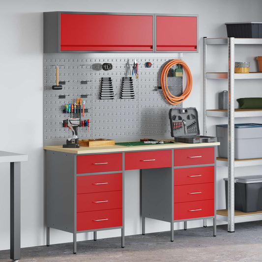 Work Cabinet Set with Drawer with Storage Manual 8 pcs Red