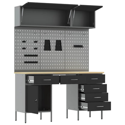 Work Cabinet Set with Drawer with Storage Manual 8 pcs Black