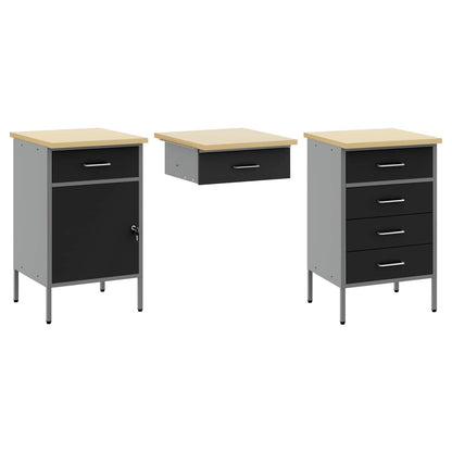 Work Cabinet Set with Drawer with Storage Manual 8 pcs Black