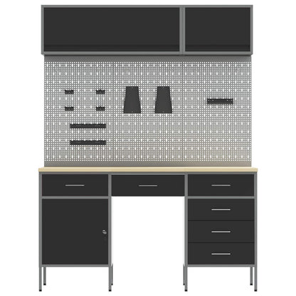 Work Cabinet Set with Drawer with Storage Manual 8 pcs Black