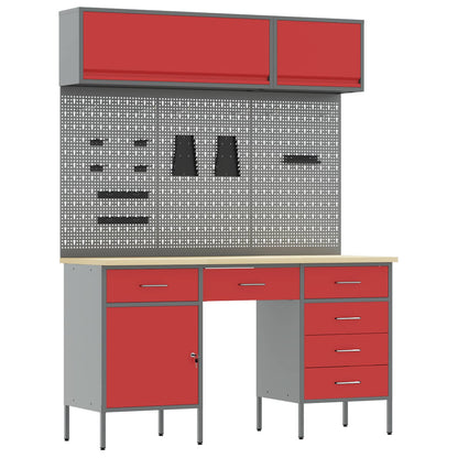 Work Cabinet Set with Drawer with Storage Manual 8 pcs Red