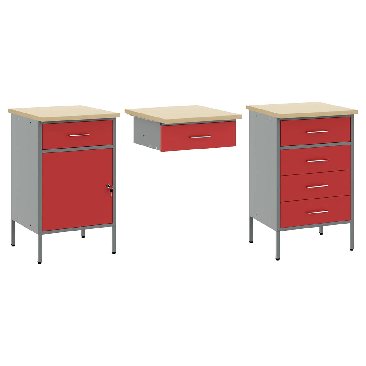 Work Cabinet Set with Drawer with Storage Manual 8 pcs Red