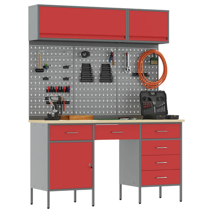 Work Cabinet Set with Drawer with Storage Manual 8 pcs Red