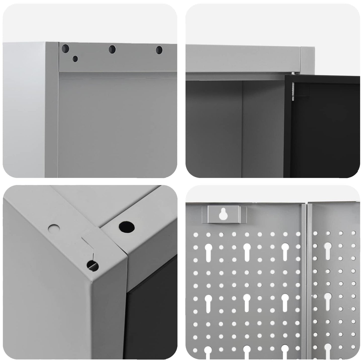 Work Cabinet with Drawer 10 pcs Black Engineered Wood and Steel