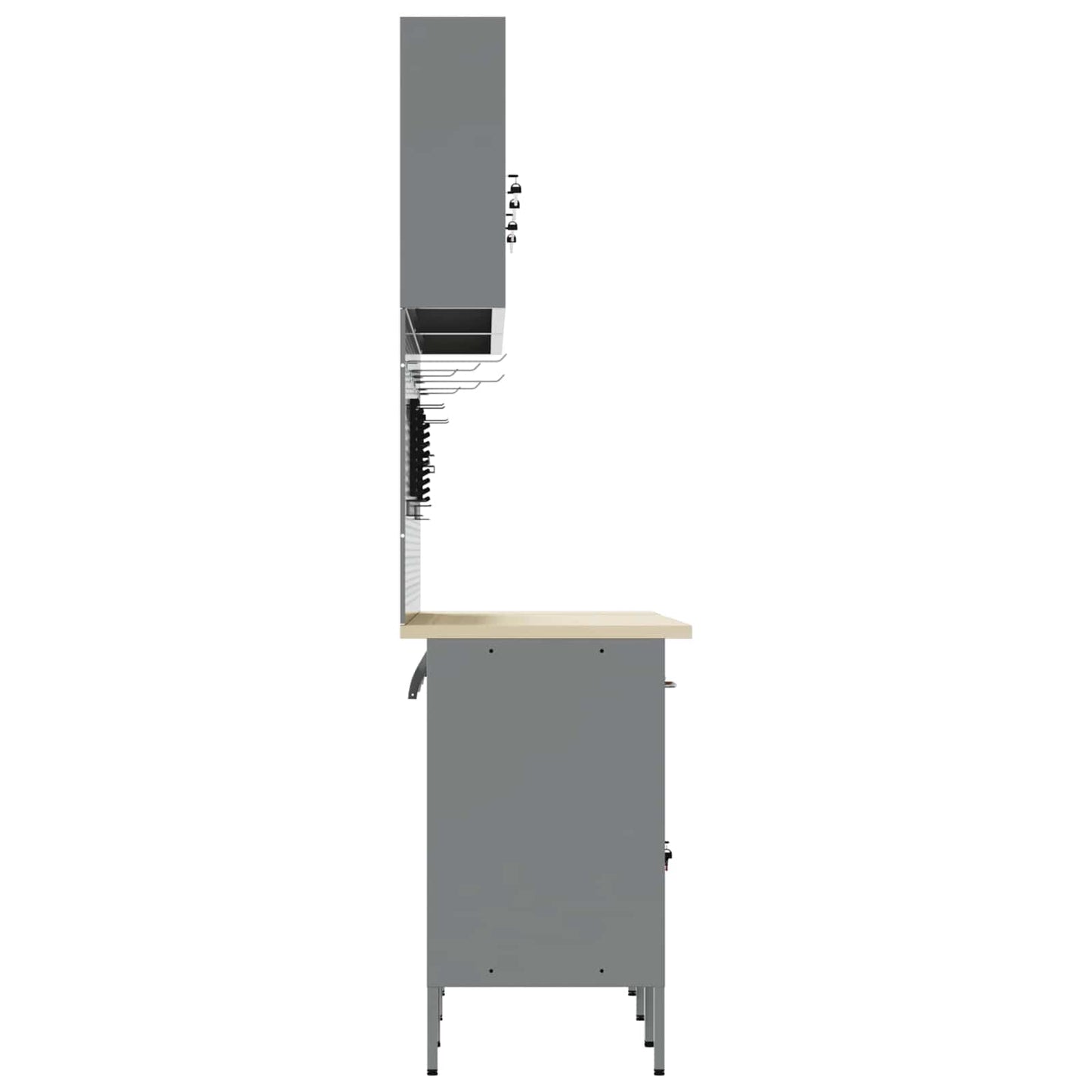 Work Cabinet with Drawer 10 pcs Black Engineered Wood and Steel