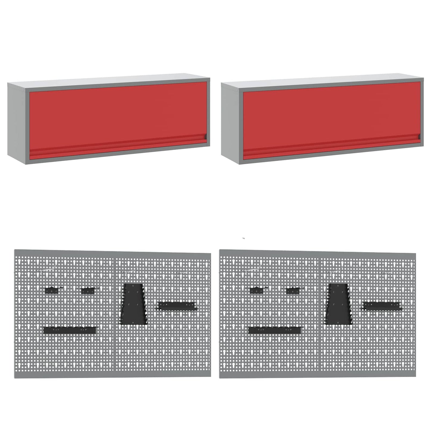 Work Cabinet with Drawer 10 pcs Red Engineered Wood and Steel