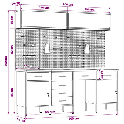 Work Cabinet Set with Drawer with Storage Manual 10 pcs Red
