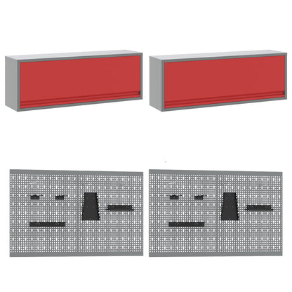 Work Cabinet with Drawer 10 pcs Black Engineered Wood and Steel