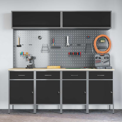 Work Cabinet Set with Drawer with Storage Manual 10 pcs Black