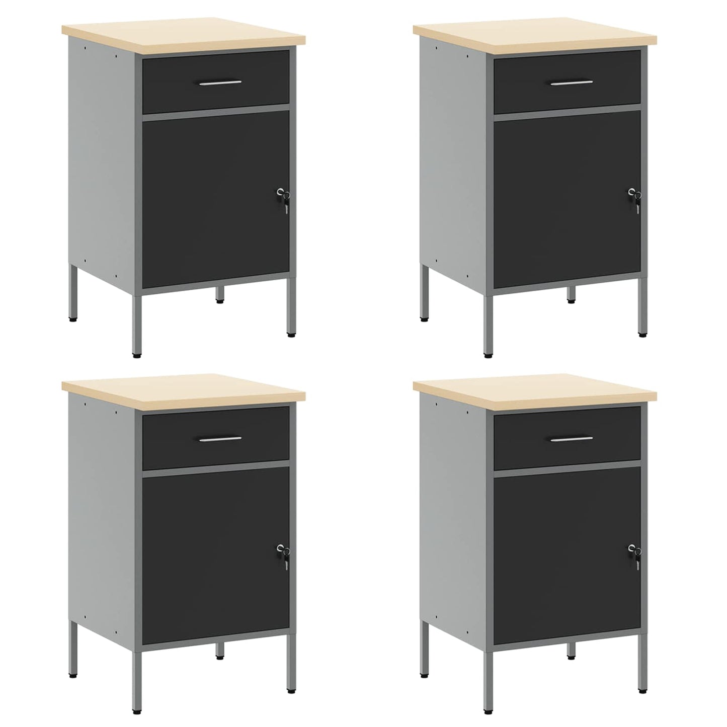 Work Cabinet Set with Drawer with Storage Manual 10 pcs Black