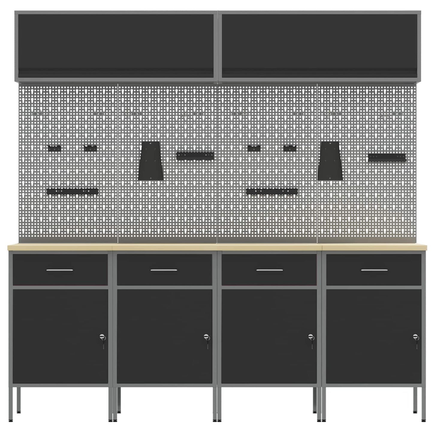 Work Cabinet Set with Drawer with Storage Manual 10 pcs Black
