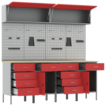 Work Cabinet Set with Storage Manual 10 pcs Red