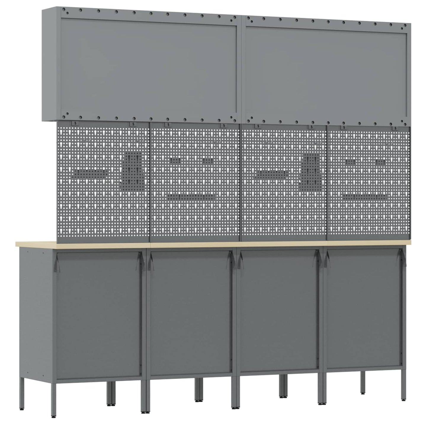 Work Cabinet with Drawer 10 pcs Black Engineered Wood and Steel