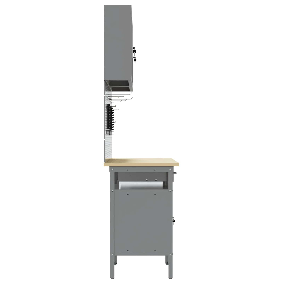 Work Cabinet with Drawer 10 pcs Black Engineered Wood and Steel