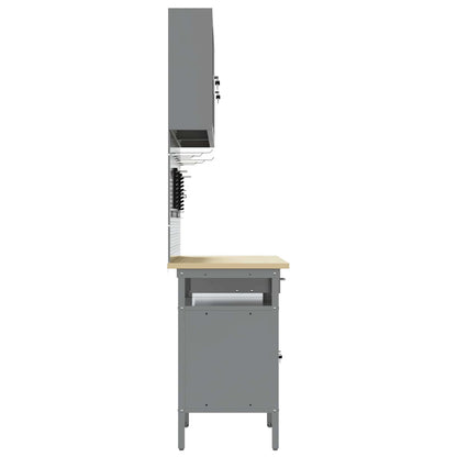 Work Cabinet with Drawer 10 pcs Black Engineered Wood and Steel