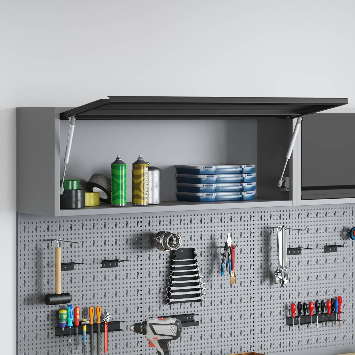 Work Cabinet Set with Drawer with Storage Manual 10 pcs Black