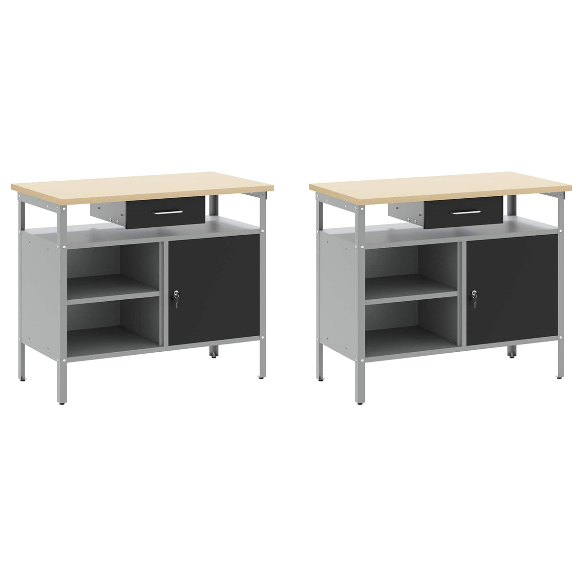 Work Bench Set 8 pcs Black and Grey Powder-Coated Steel