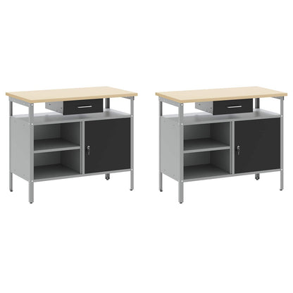 Work Bench Set 8 pcs Black and Grey Powder-Coated Steel