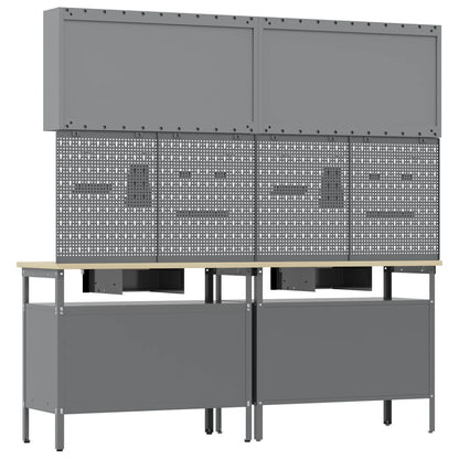 Work Bench Set 8 pcs Black and Grey Powder-Coated Steel