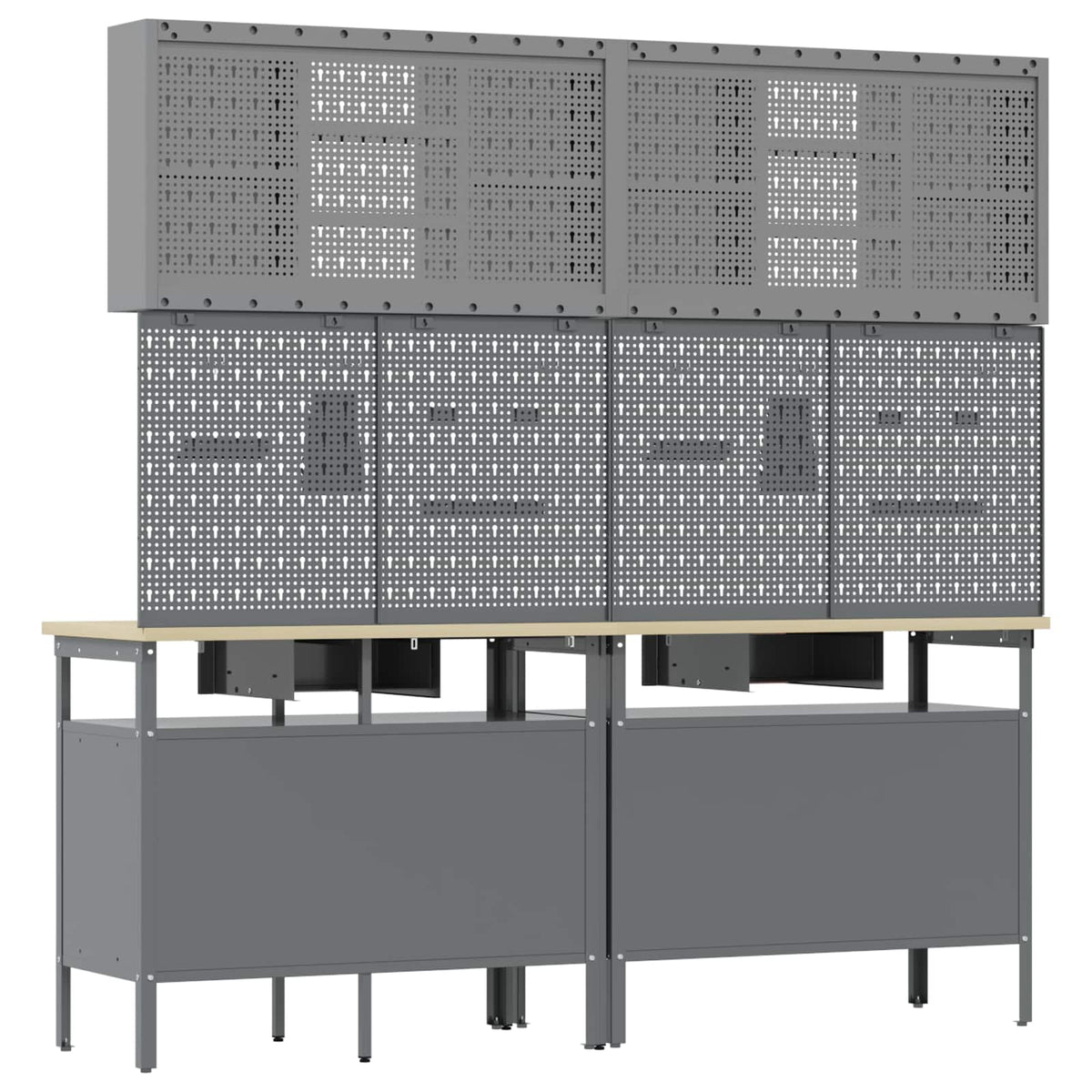 Work Bench Set 8 pcs Red and Grey Powder-Coated Steel