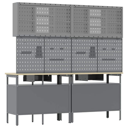 Work Bench Set 8 pcs Red and Grey Powder-Coated Steel