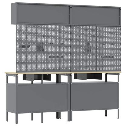 Work Bench Set 8 pcs Black and Grey Powder-Coated Steel