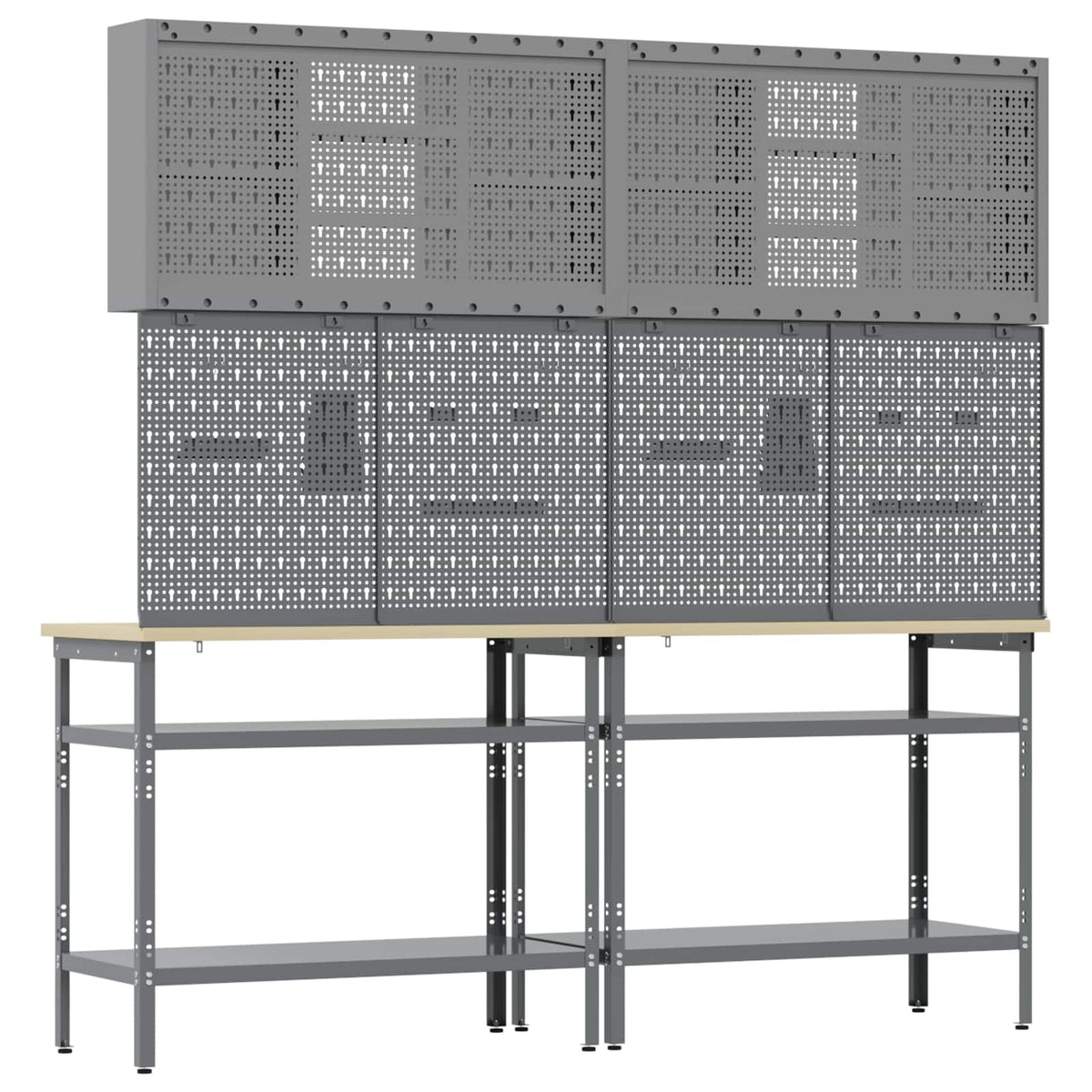 Work Bench Set 8 pcs Black and Grey Powder-Coated Steel